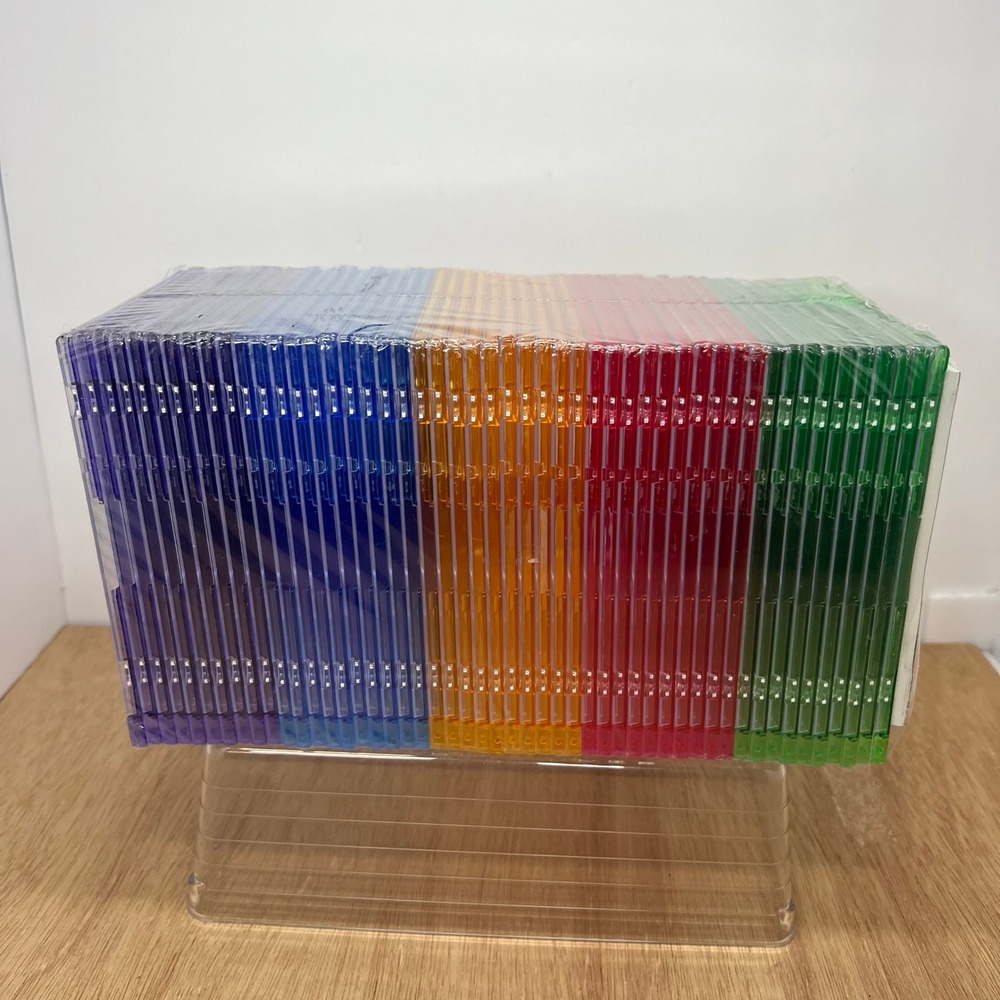 Slim CD DVD Jewel Cases Bulk 50 Pack Multicolor Plastic Rainbow 5mm Unbranded